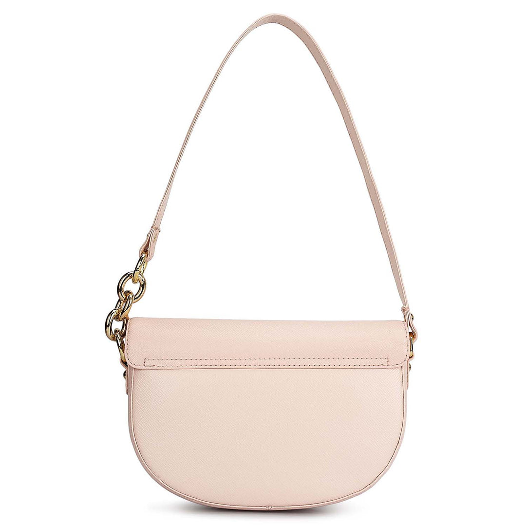 Small Franzy Leather Baguette - Blush
