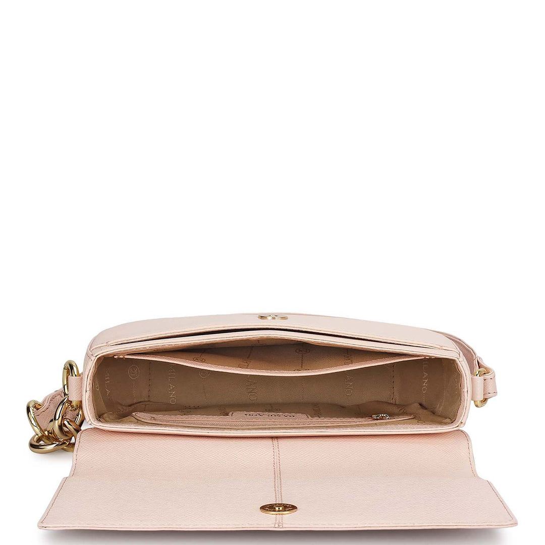 Small Franzy Leather Baguette - Blush