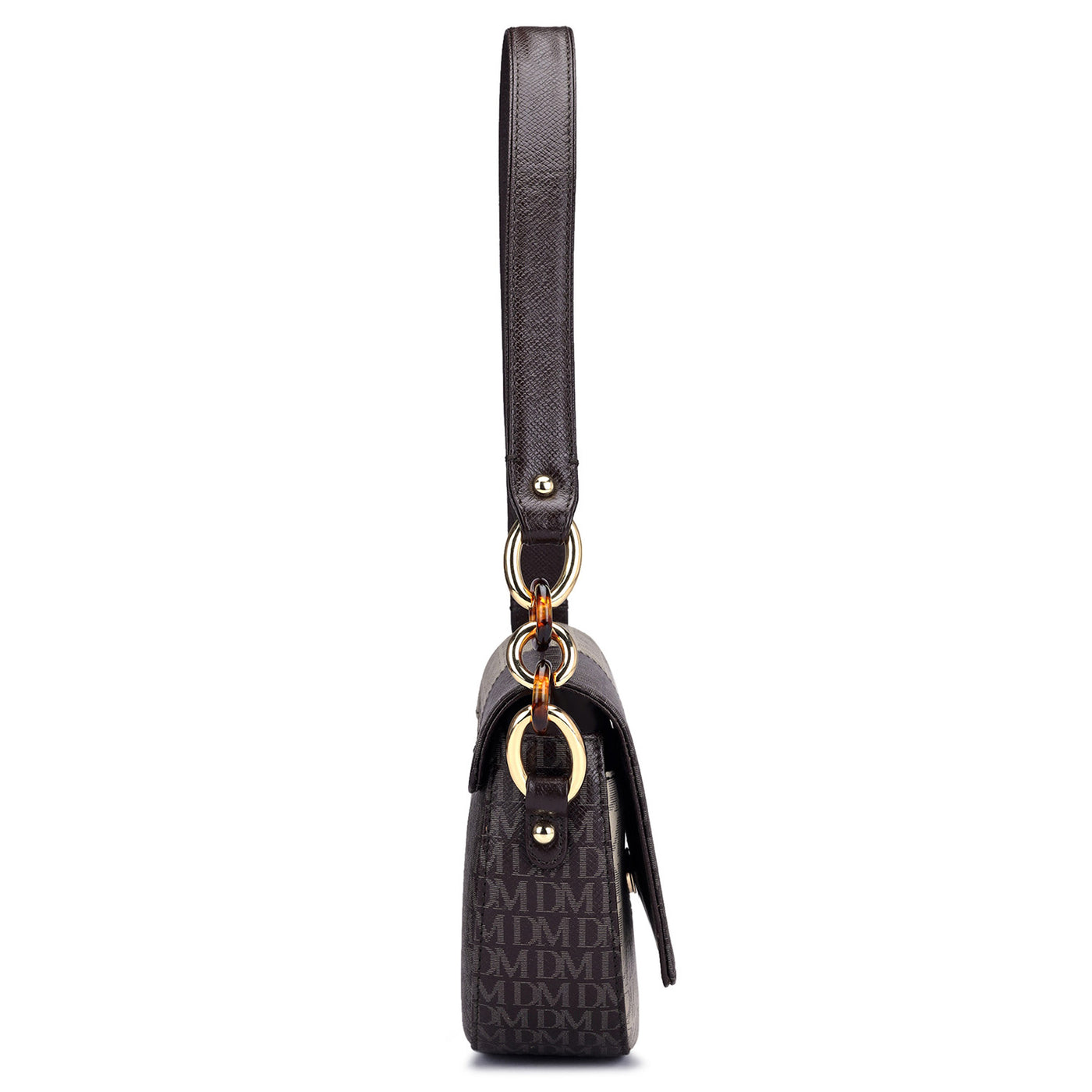 Small Monogram Leather Baguette  - Chocolate & Chalk