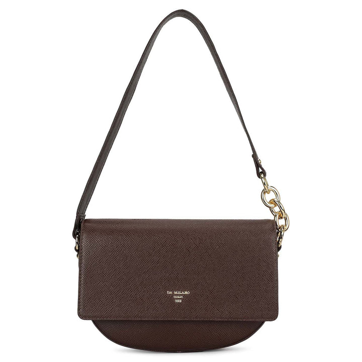 Small Franzy Leather Baguette - Chocolate