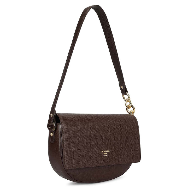 Small Franzy Leather Baguette - Chocolate