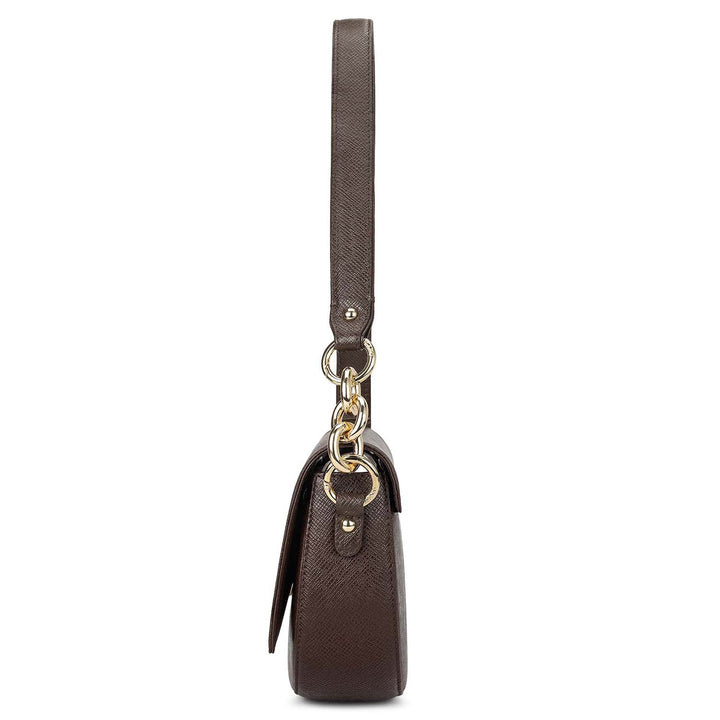 Small Franzy Leather Baguette - Chocolate