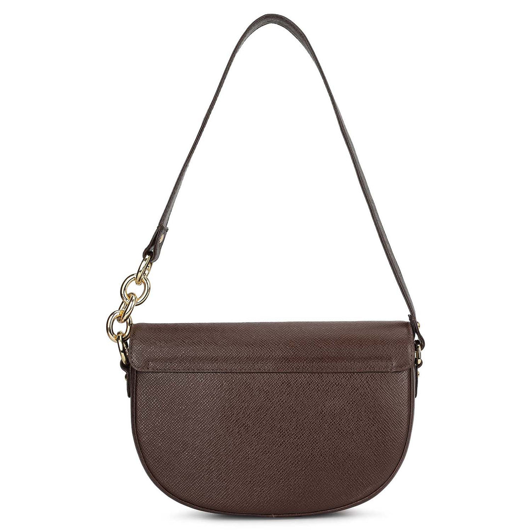 Small Franzy Leather Baguette - Chocolate