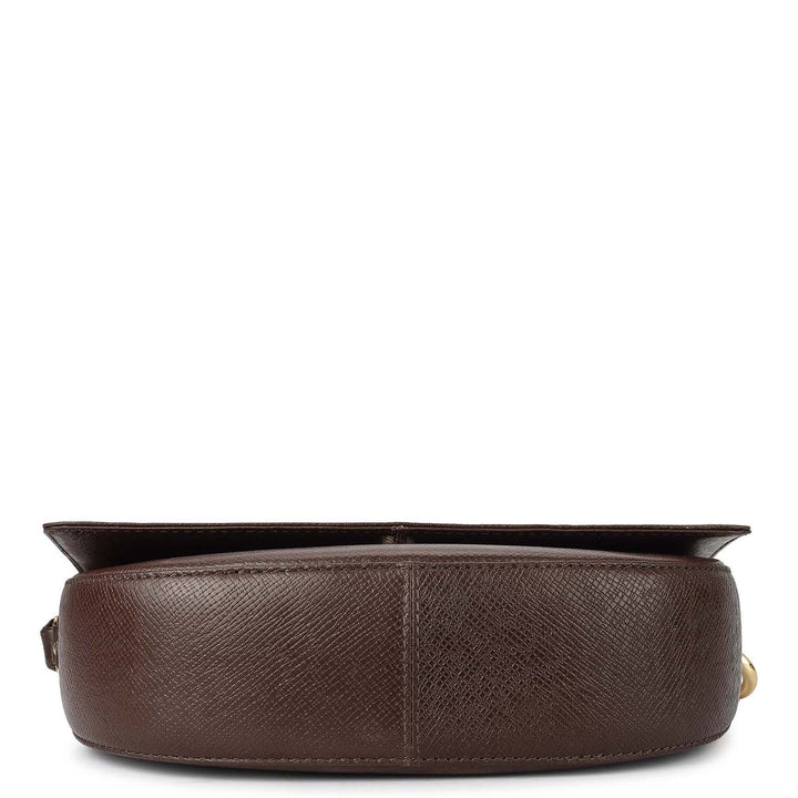 Small Franzy Leather Baguette - Chocolate