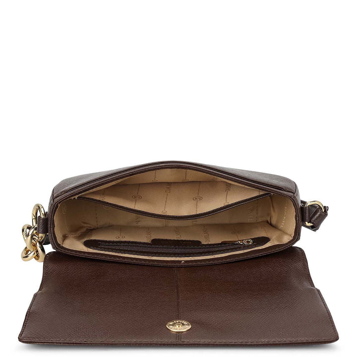 Small Franzy Leather Baguette - Chocolate