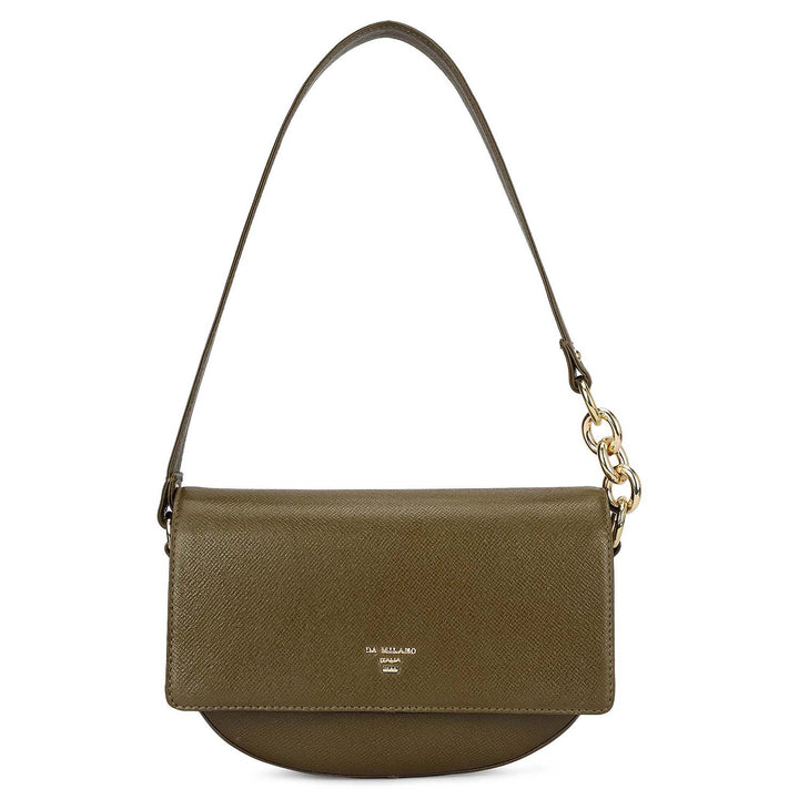 Small Franzy Leather Baguette - Military Green