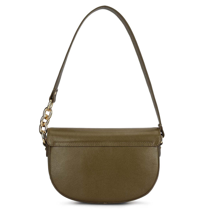 Small Franzy Leather Baguette - Military Green
