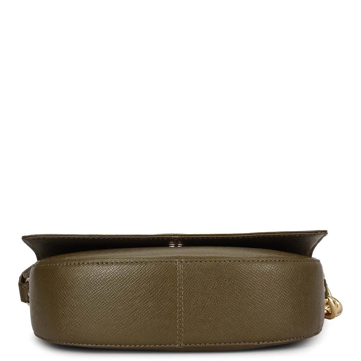 Small Franzy Leather Baguette - Military Green