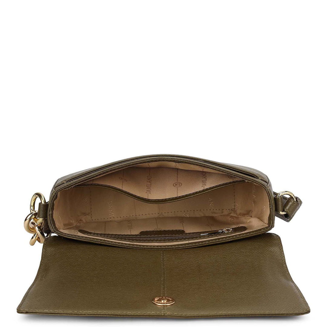 Small Franzy Leather Baguette - Military Green