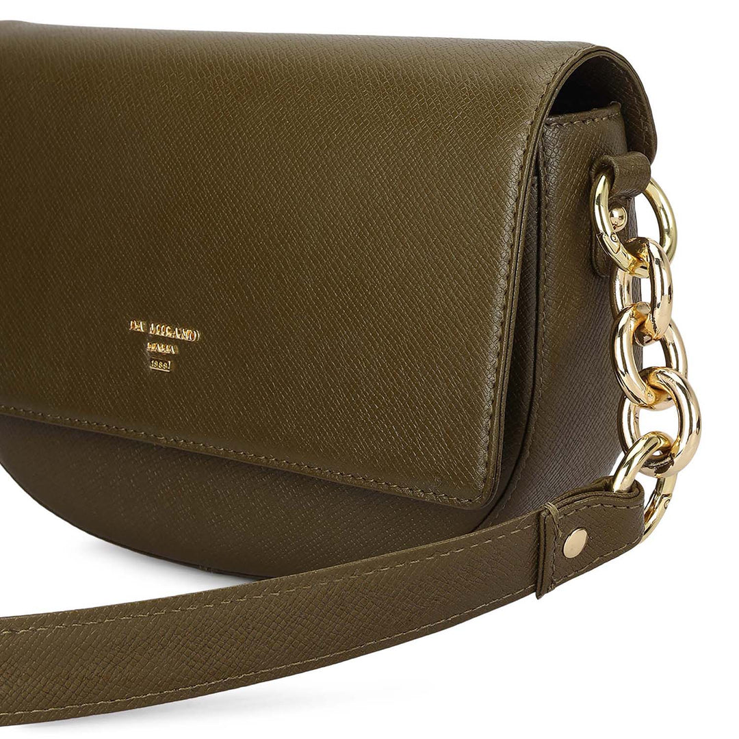 Small Franzy Leather Baguette - Military Green