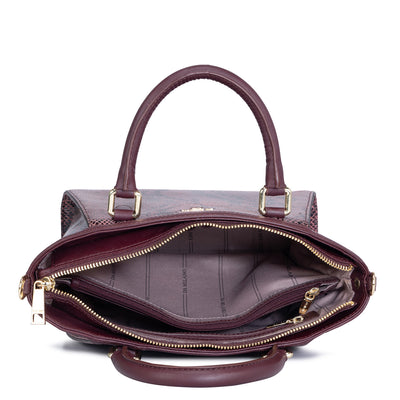 Small Snake Leather Satchel - Berry