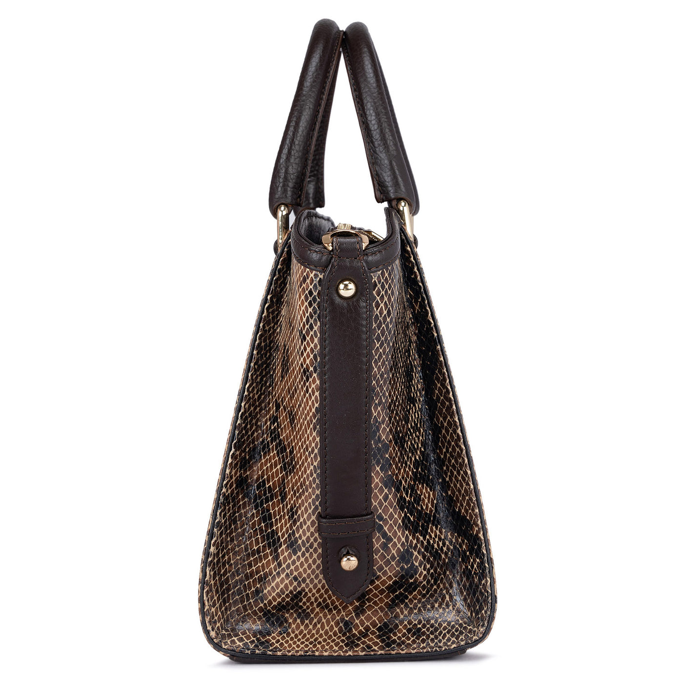 Small Snake Leather Satchel - Brown