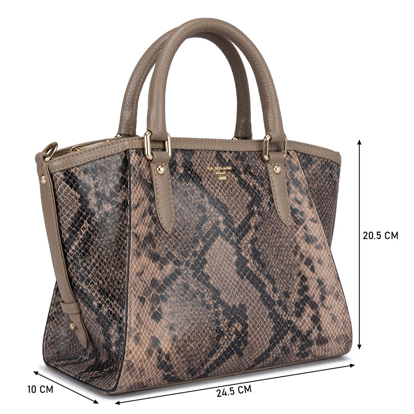 Small Snake Leather Satchel - Taupe