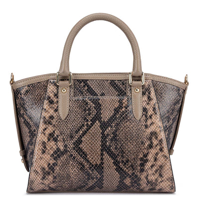 Small Snake Leather Satchel - Taupe