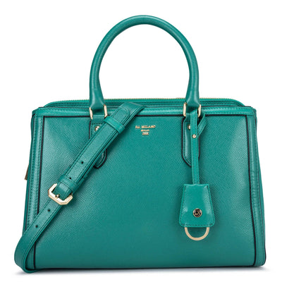 Medium Franzy Leather Satchel - Green