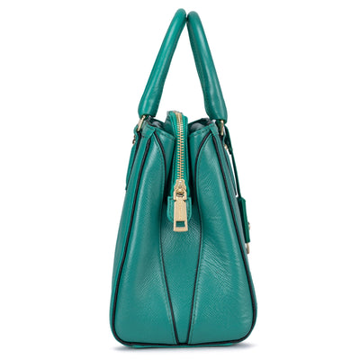 Medium Franzy Leather Satchel - Green