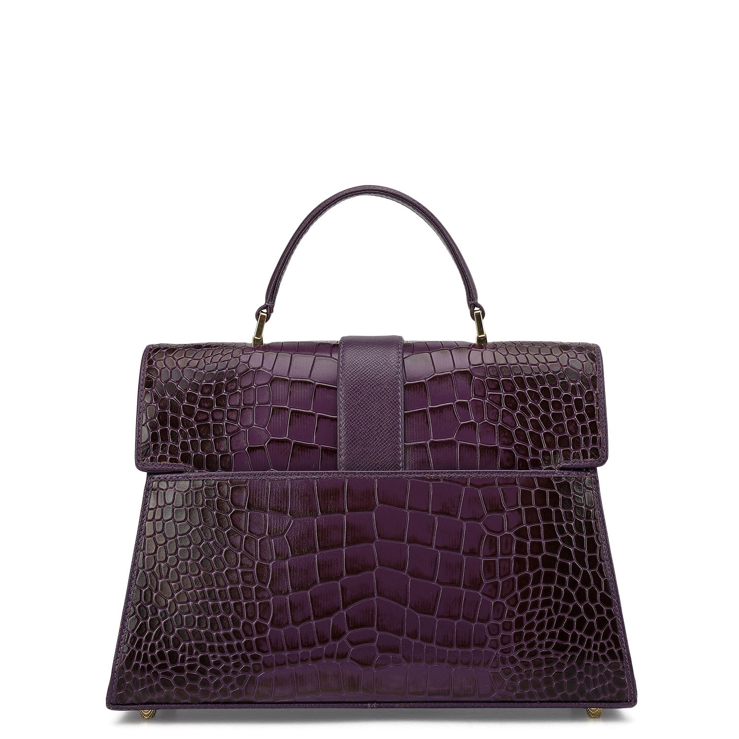 Medium Croco Leather Satchel - Grapevine – Da Milano