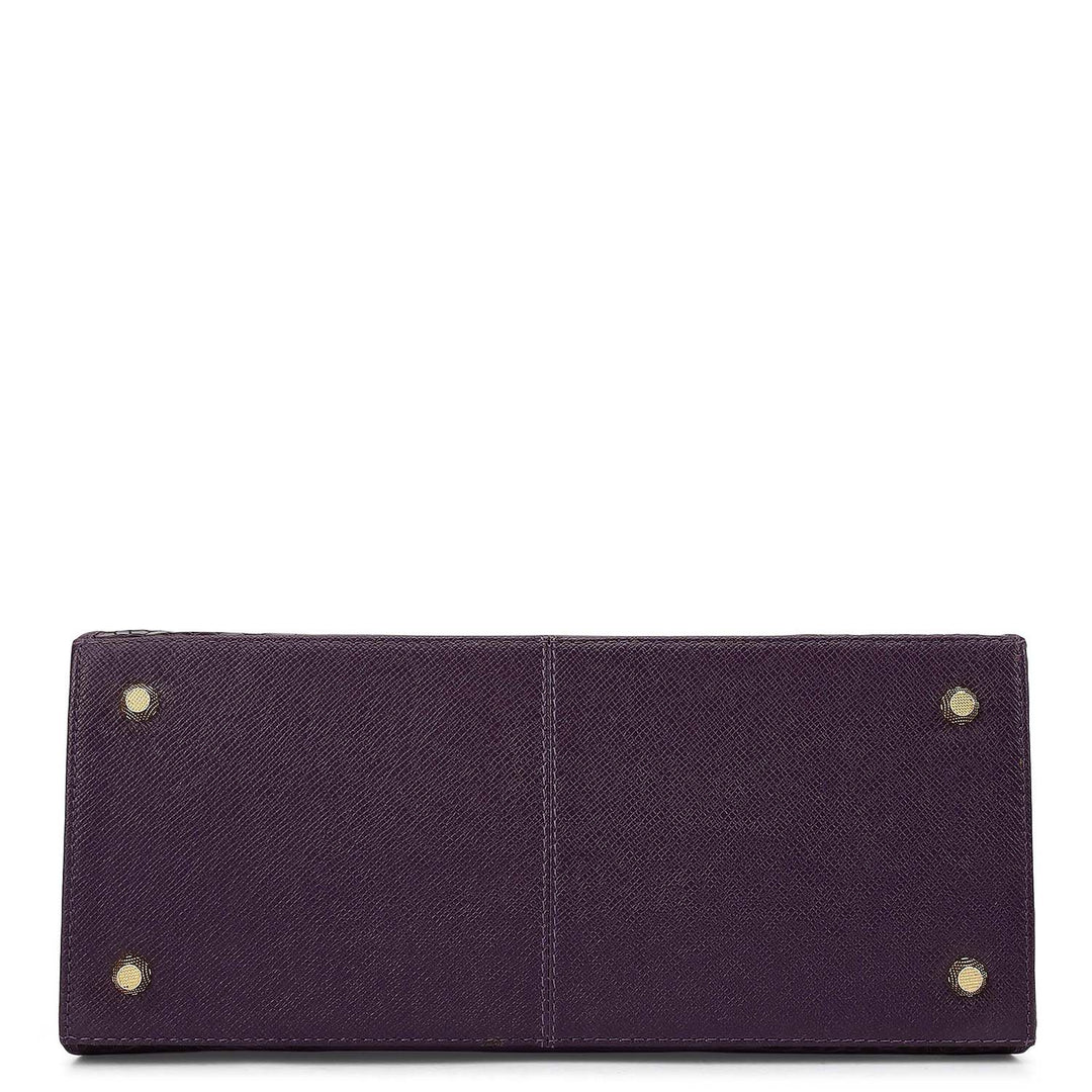 Medium Croco Leather Satchel - Grapevine