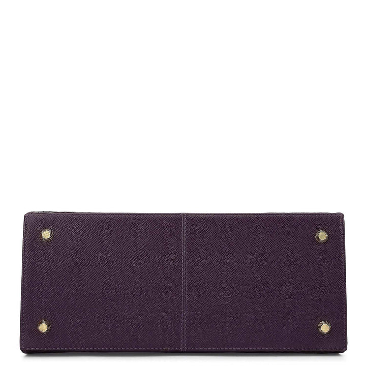 Medium Croco Leather Satchel - Grapevine