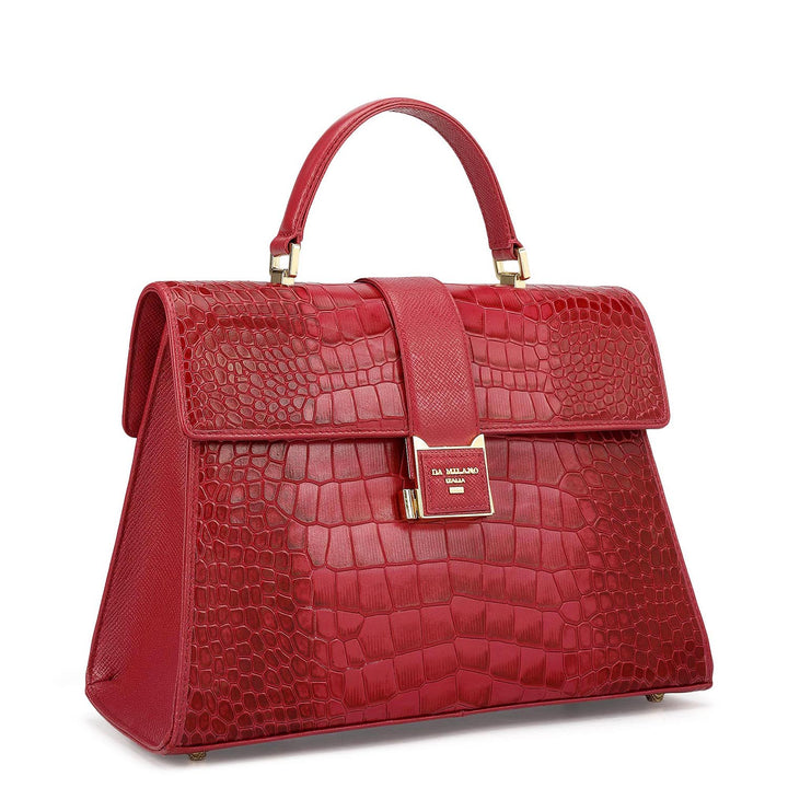 Medium Croco Leather Satchel - Plumberry