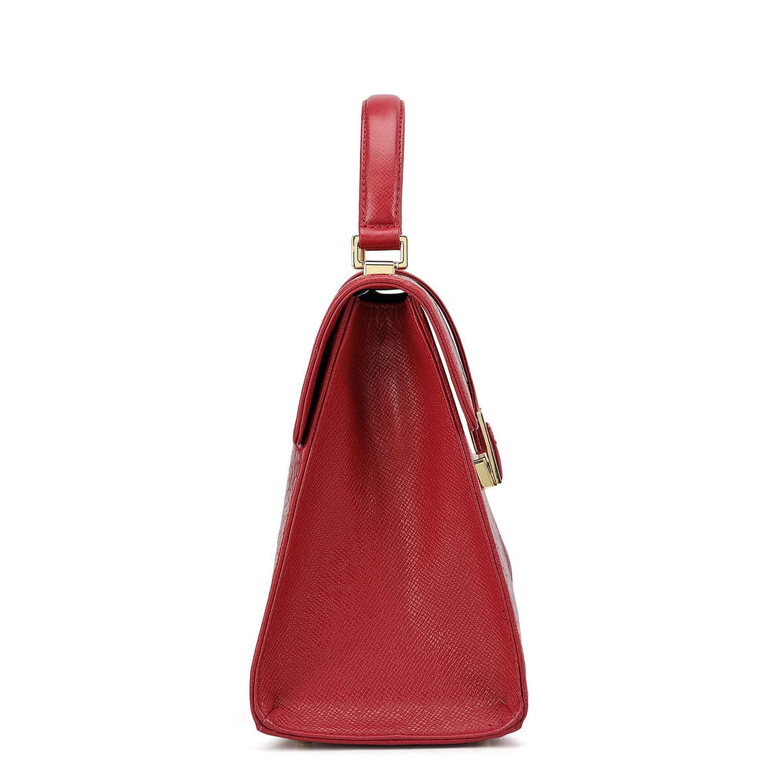 Medium Croco Leather Satchel - Plumberry