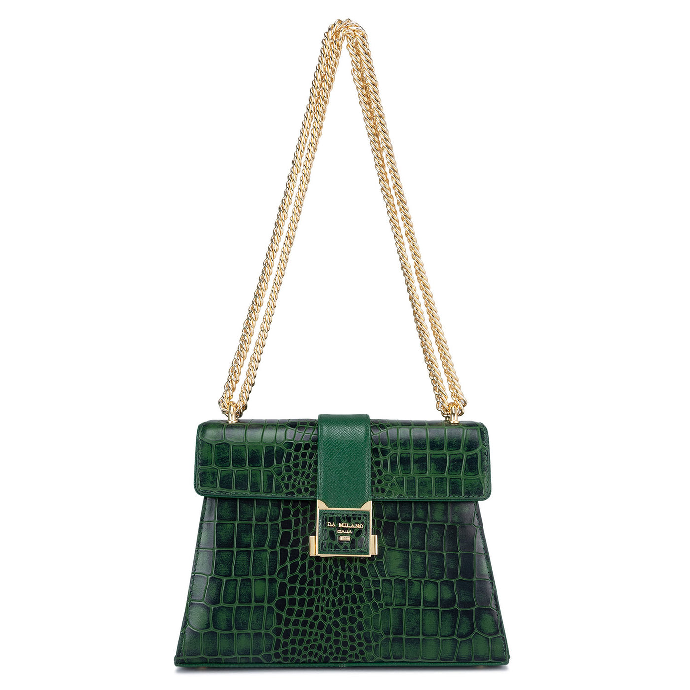 Small Croco Leather Shoulder Bag - Green