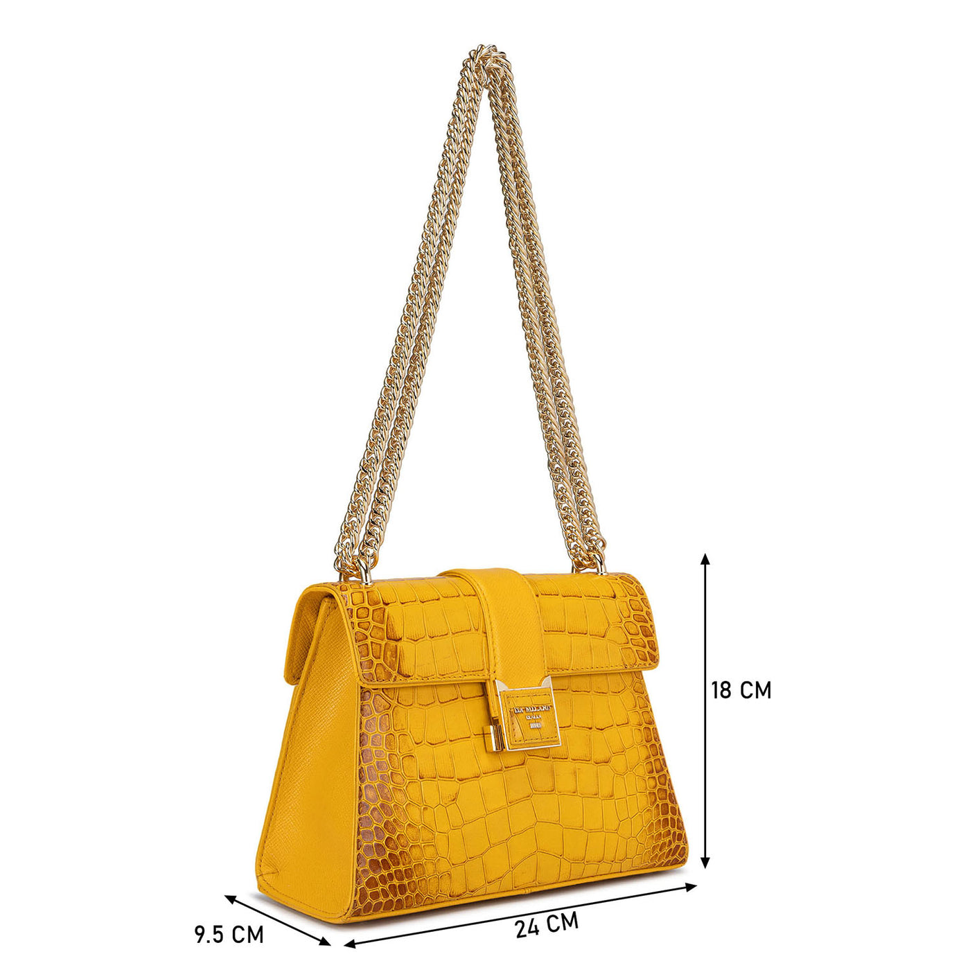 Small Croco Leather Shoulder Bag - Honey