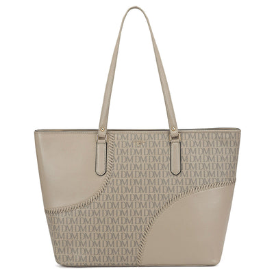 Large Monogram Franzy Leather Tote - Chalk