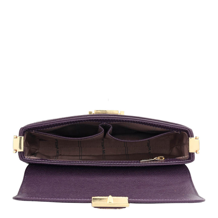 Small Croco Leather Shoulder Bag - Grapevine