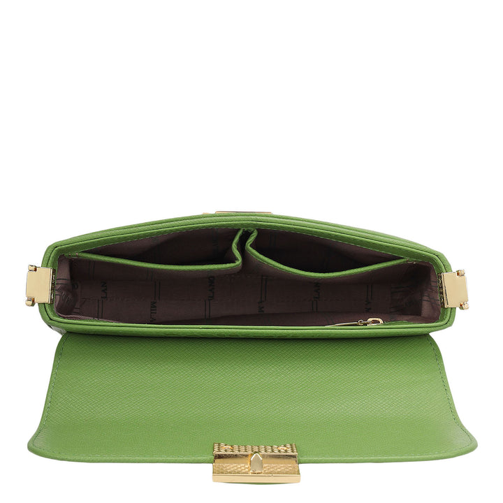 Small Croco Leather Shoulder Bag - Kiwi