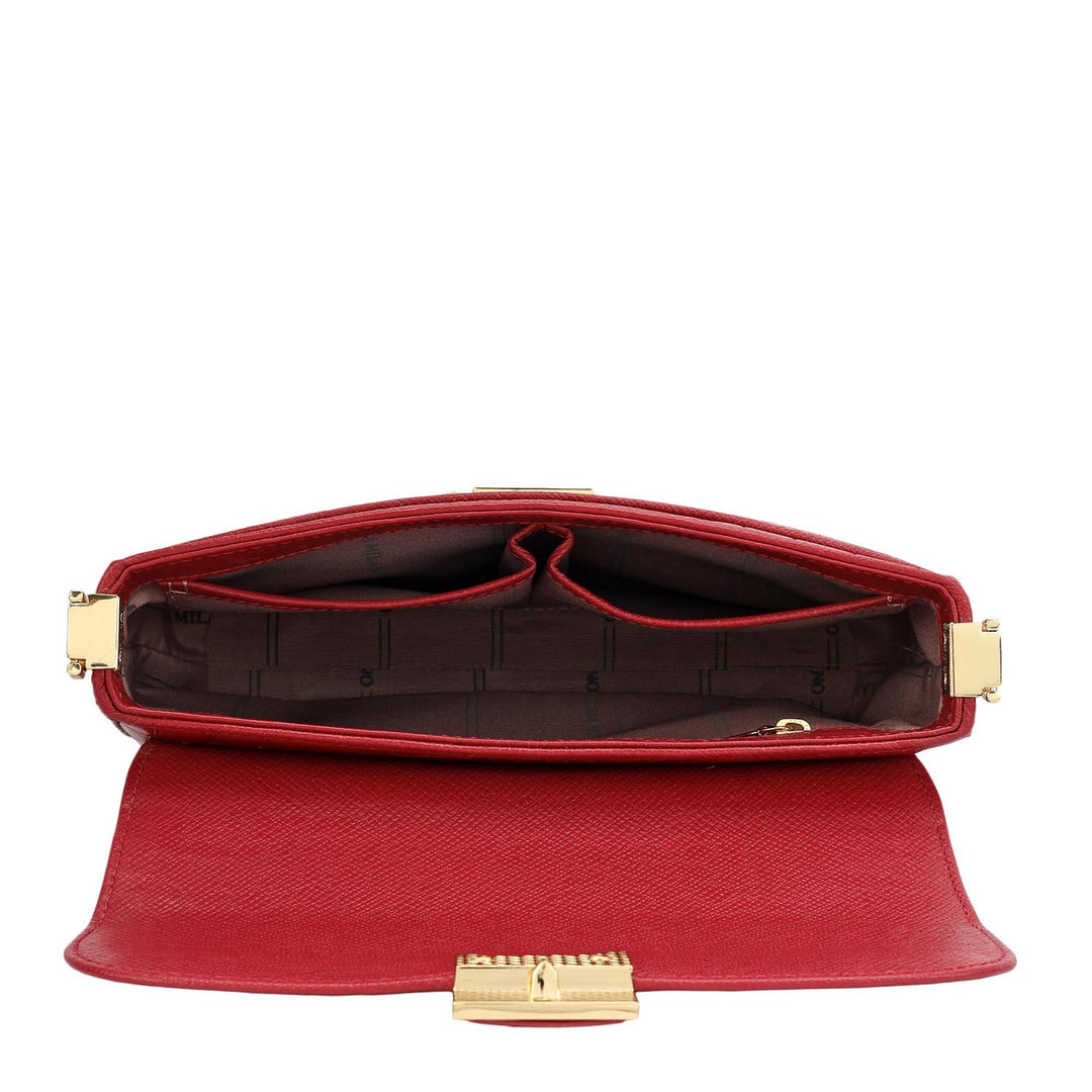 Small Croco Leather Shoulder Bag - Plumberry