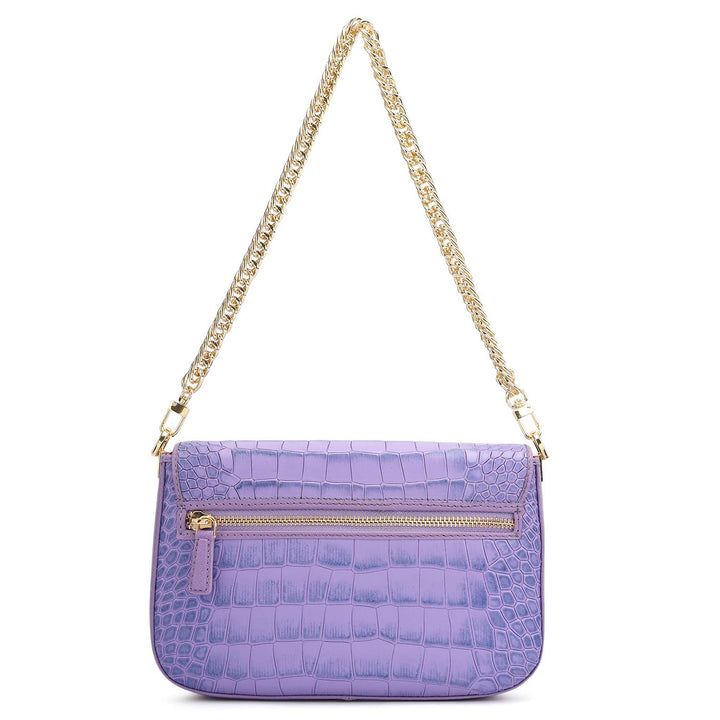 Small Croco Leather Shoulder Bag - Purple Haze
