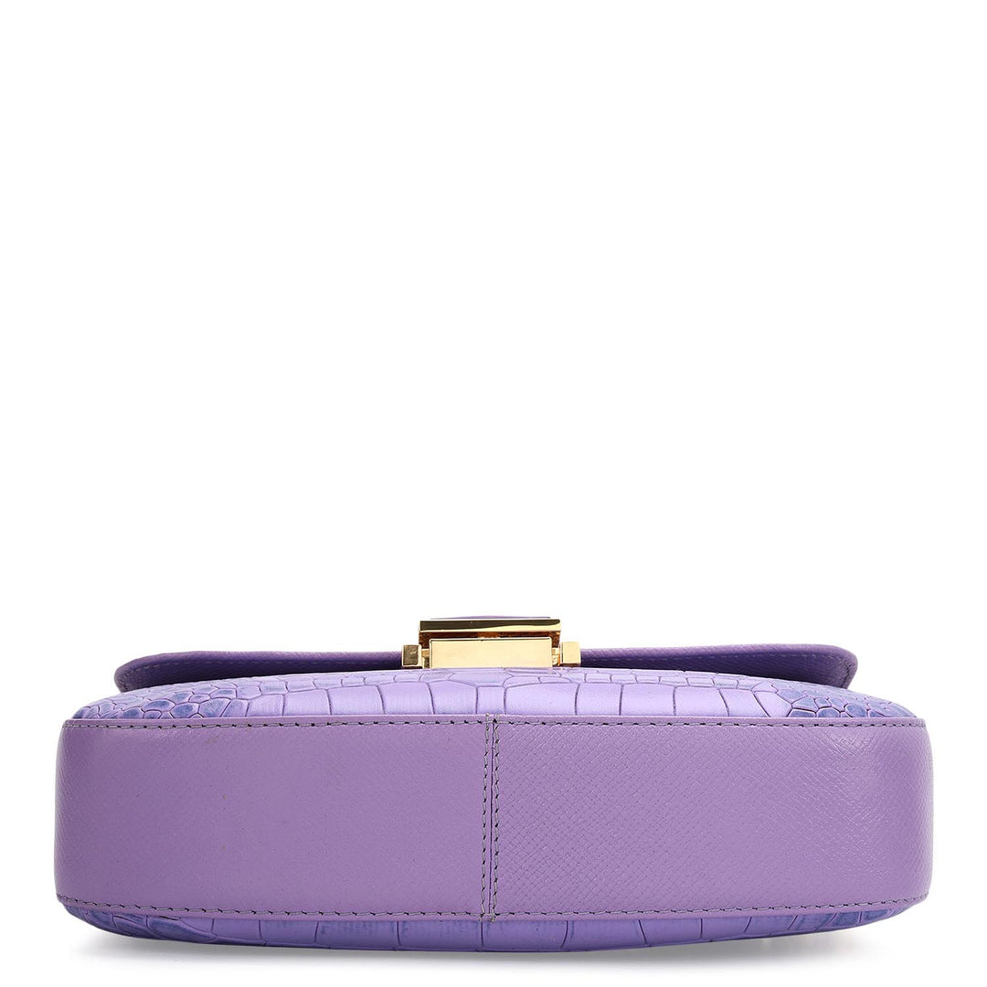 Small Croco Leather Shoulder Bag - Purple Haze