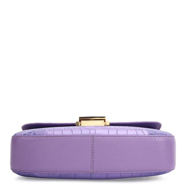 Small Croco Leather Shoulder Bag - Purple Haze