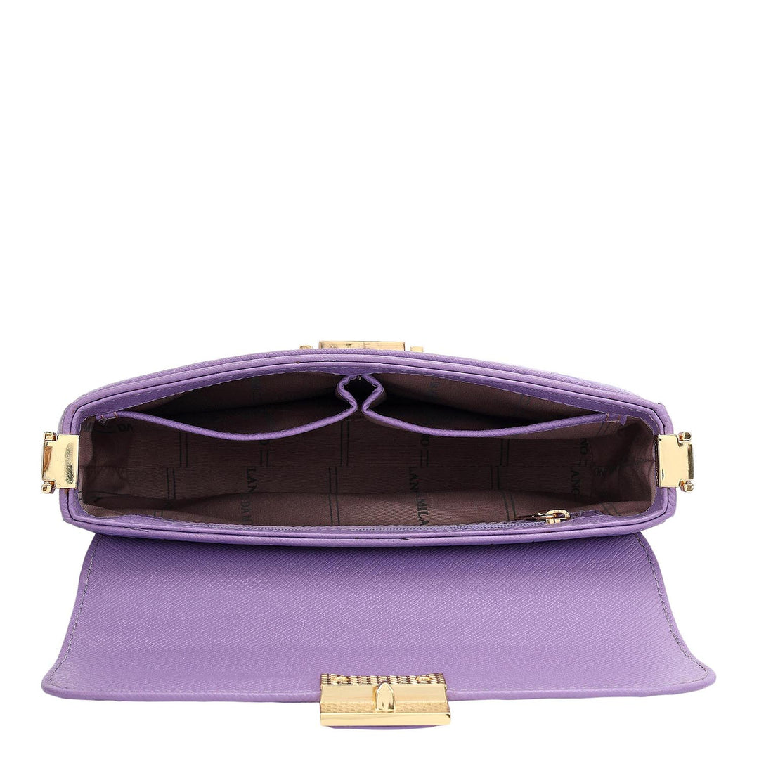 Small Croco Leather Shoulder Bag - Purple Haze