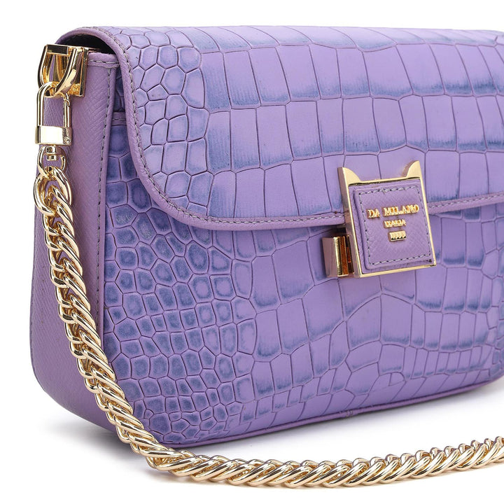 Small Croco Leather Shoulder Bag - Purple Haze