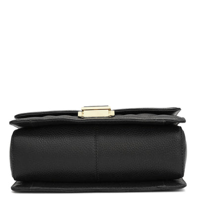 Small Quilting Leather Satchel - Black