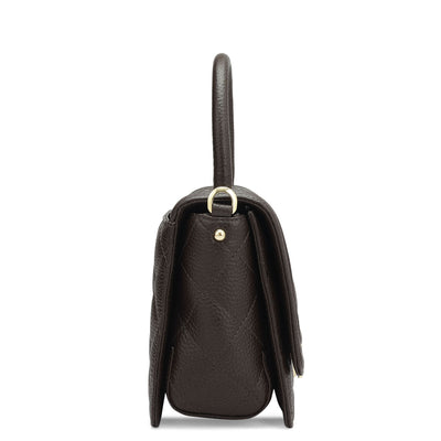 Small Quilting Leather Satchel - Chocolate
