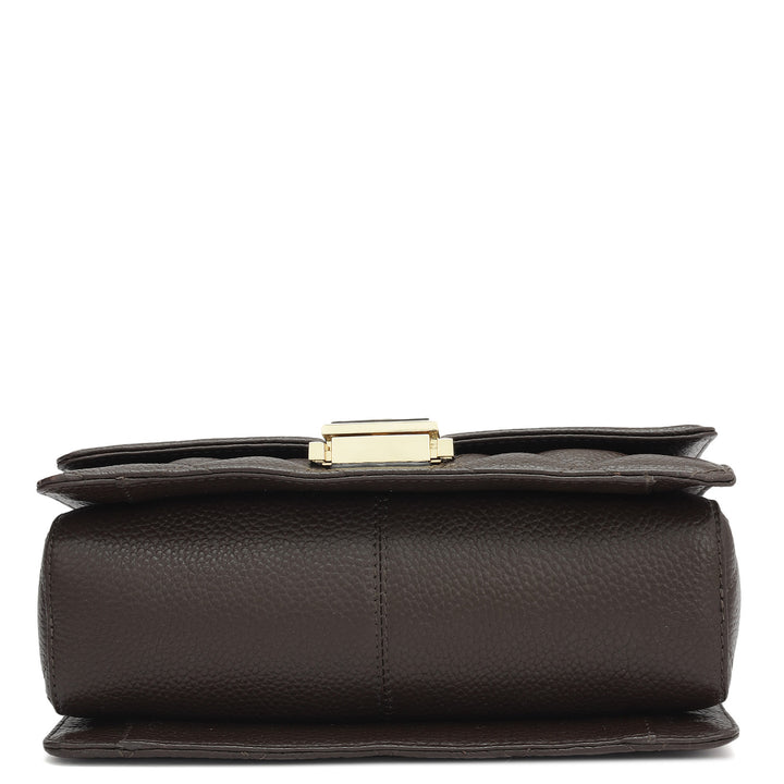 Small Quilting Leather Satchel - Chocolate