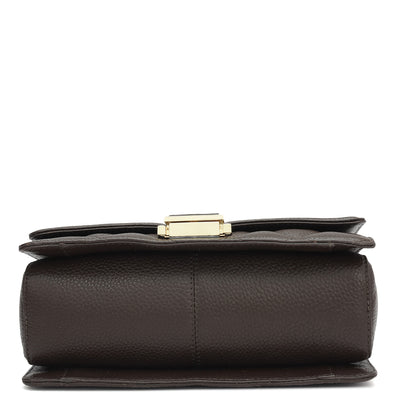 Small Quilting Leather Satchel - Chocolate