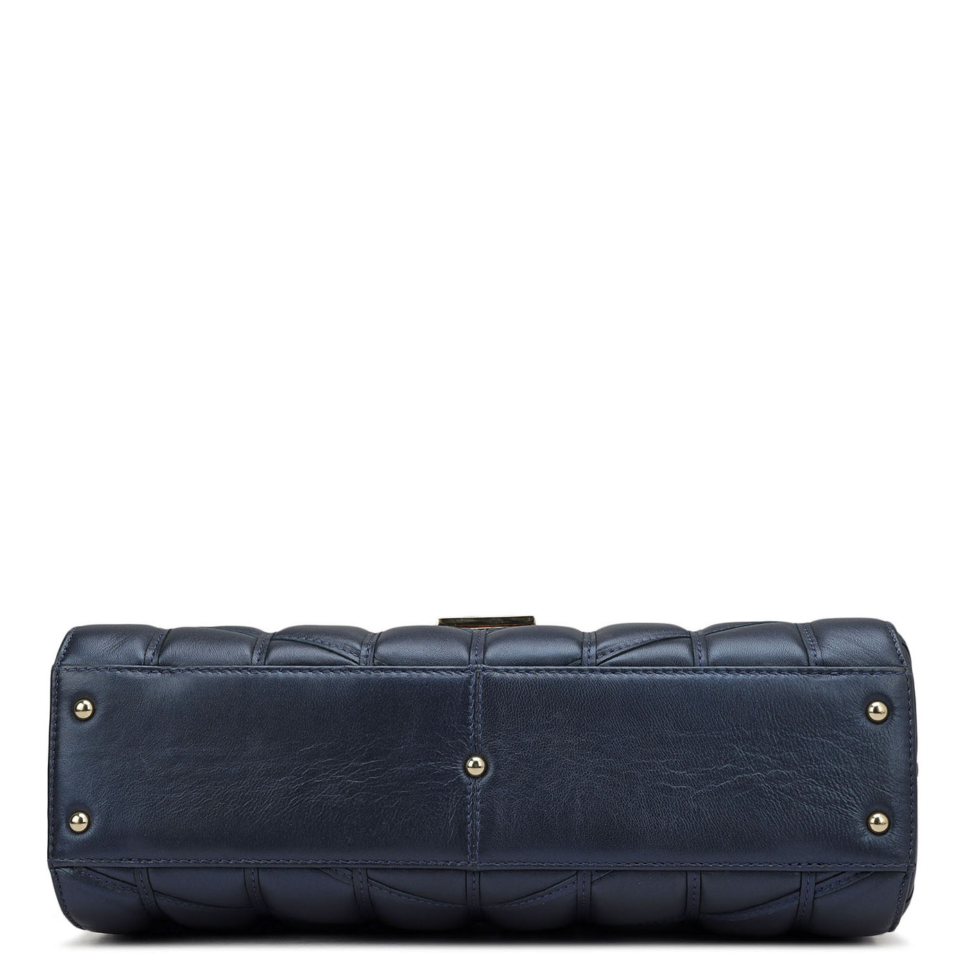 Large Quilting Leather Shoulder Bag - Mid Night Blue
