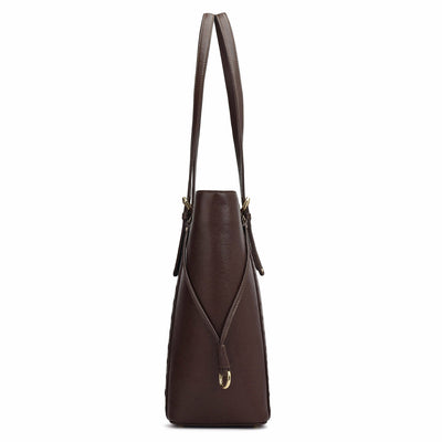 Medium Franzy Leather Tote - Chocolate
