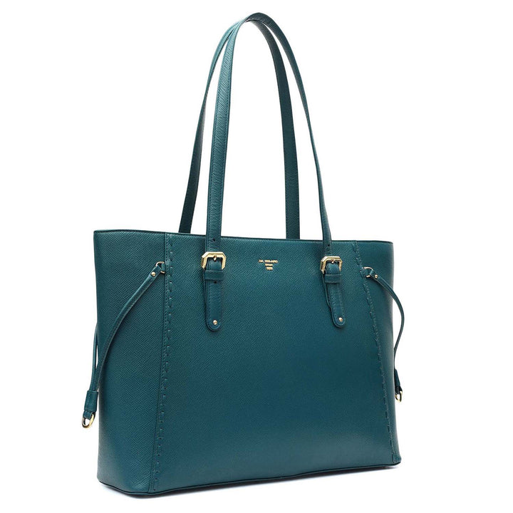 Large Franzy Leather Tote - Teal