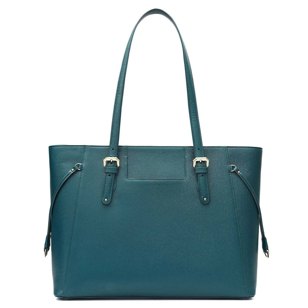 Large Franzy Leather Tote - Teal