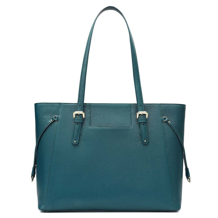 Large Franzy Leather Tote - Teal