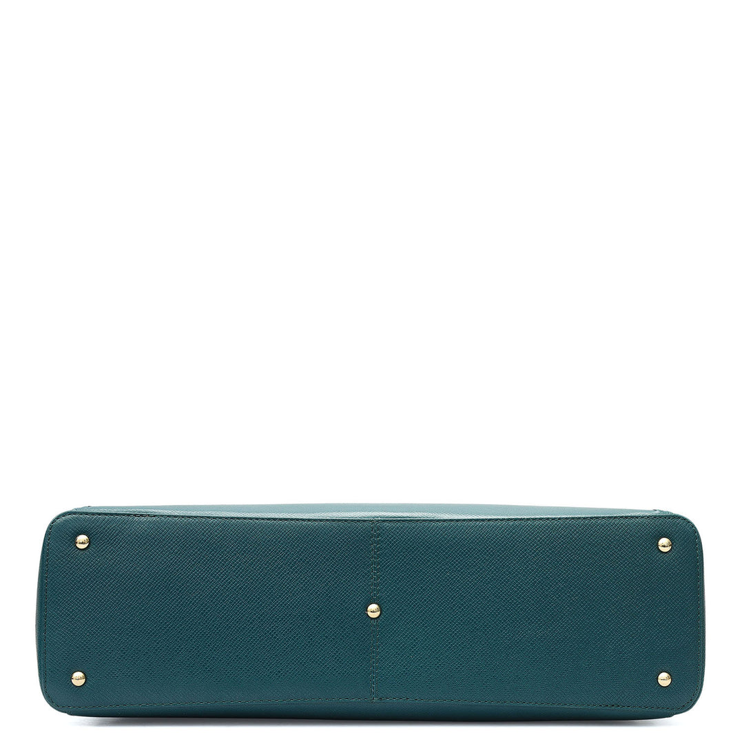 Large Franzy Leather Tote - Teal