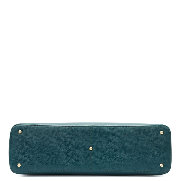 Large Franzy Leather Tote - Teal