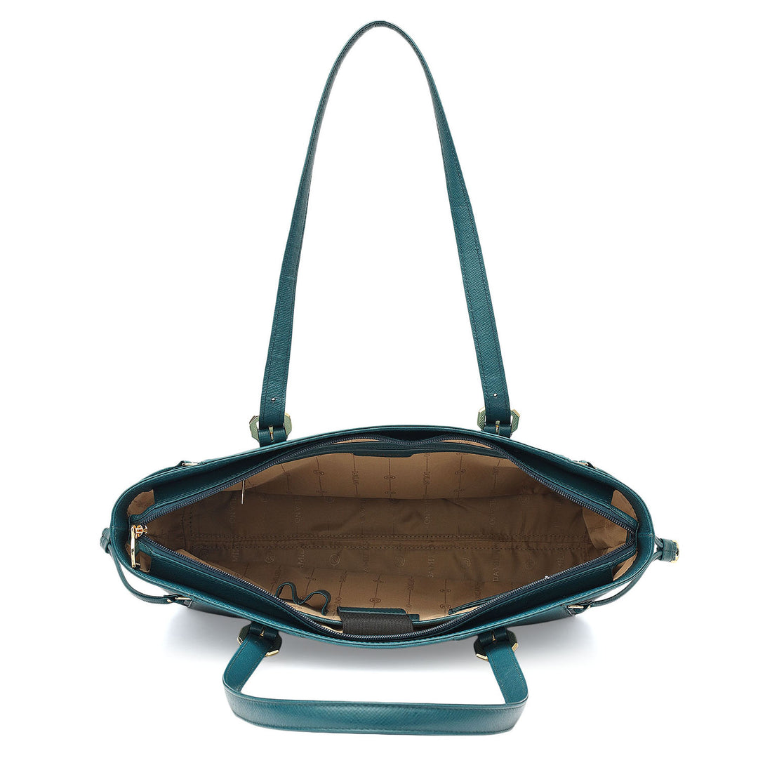 Large Franzy Leather Tote - Teal