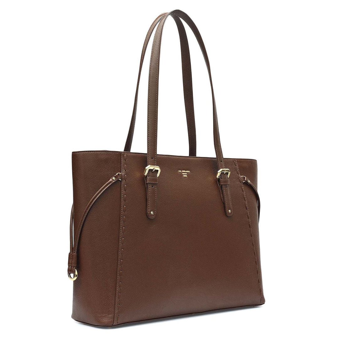 Large Franzy Leather Tote - Walnut