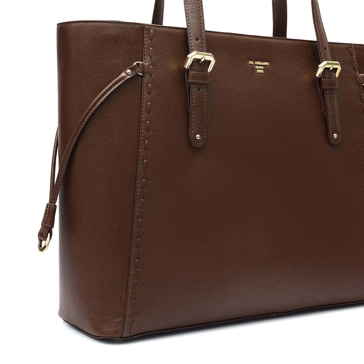 Large Franzy Leather Tote - Walnut